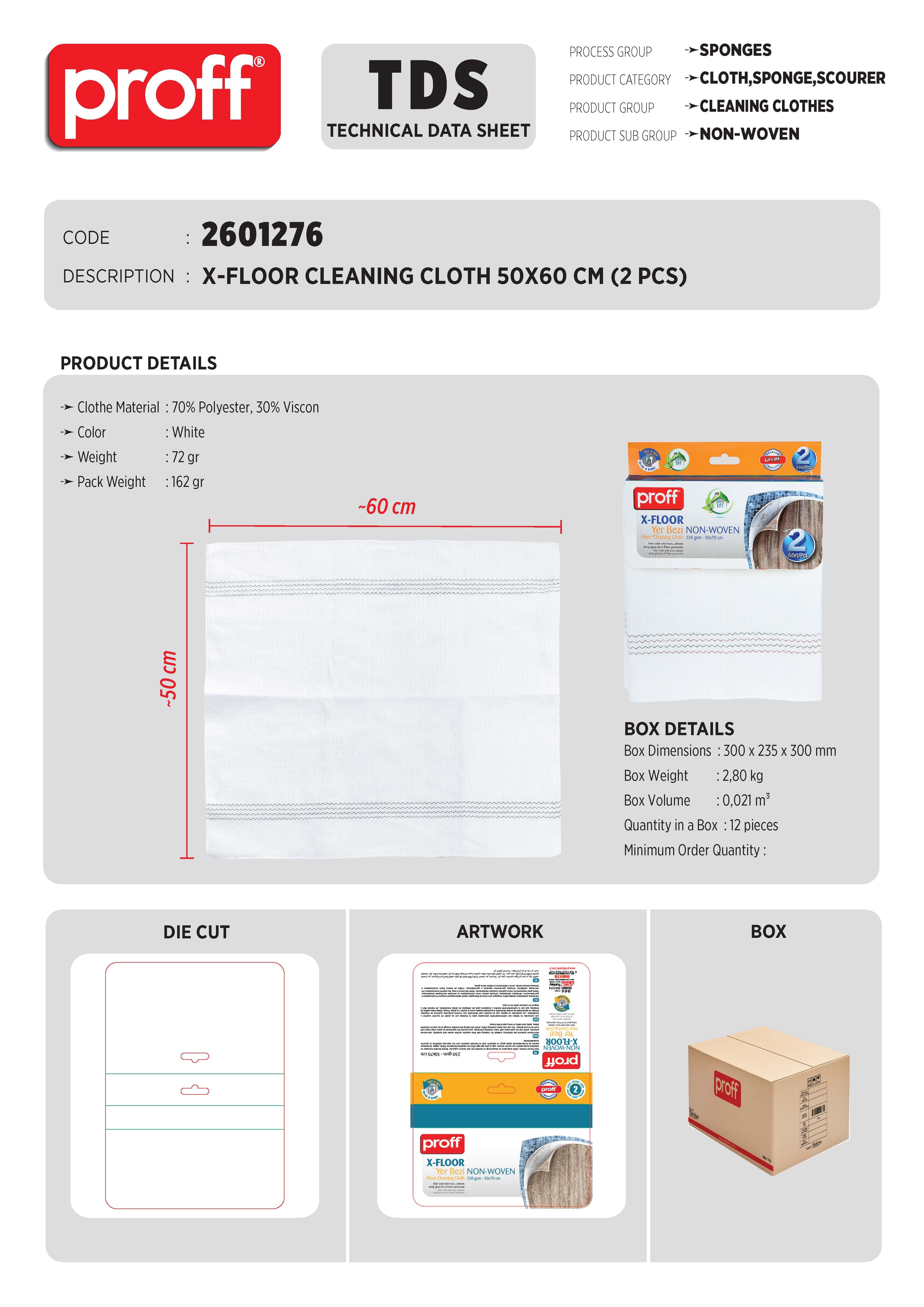 X-FLOOR CLEANING CLOTH 50X60 CM (2 PCS)