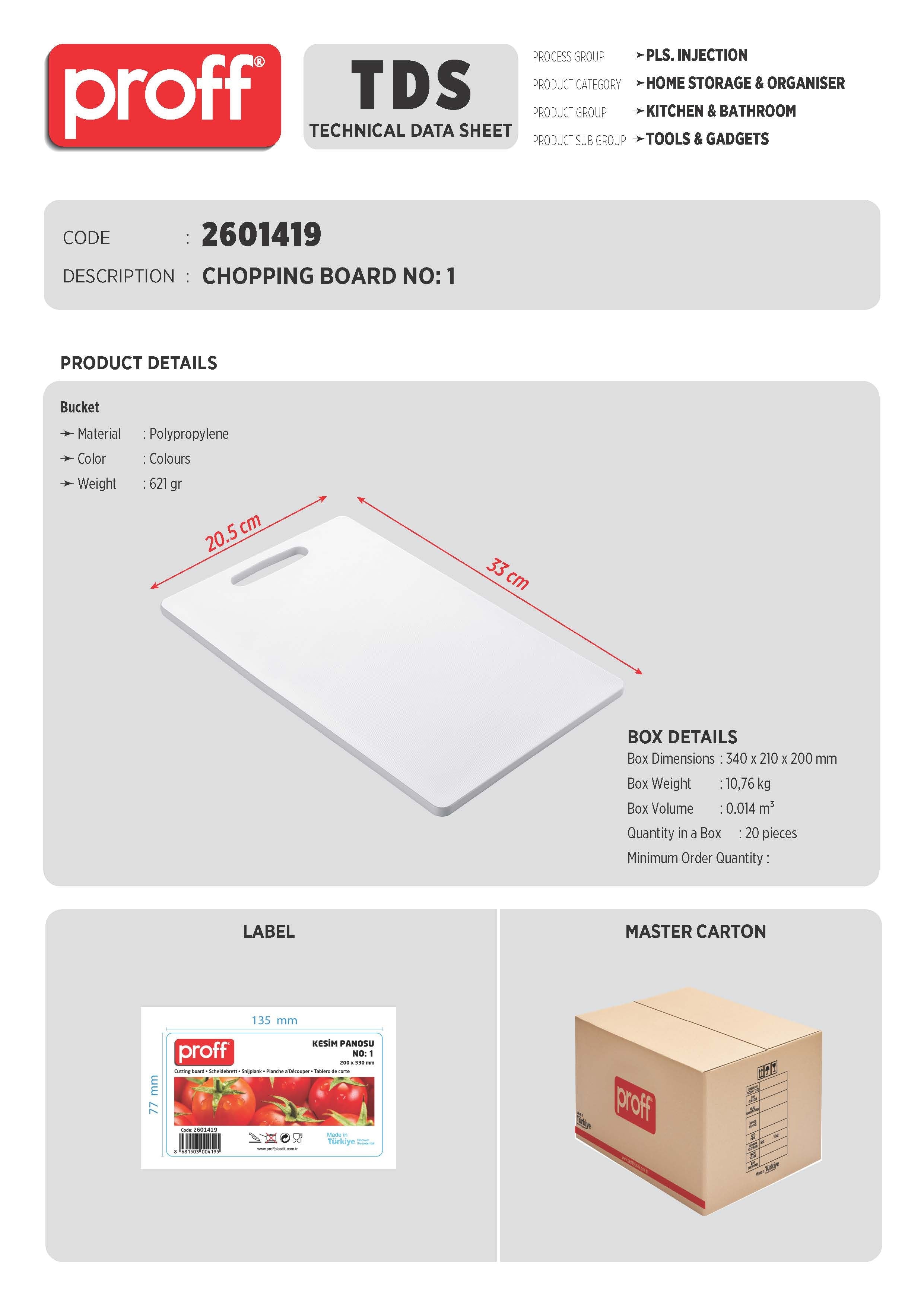 CUTTİNG BOARD NO: 1 (200 X 330 MM)