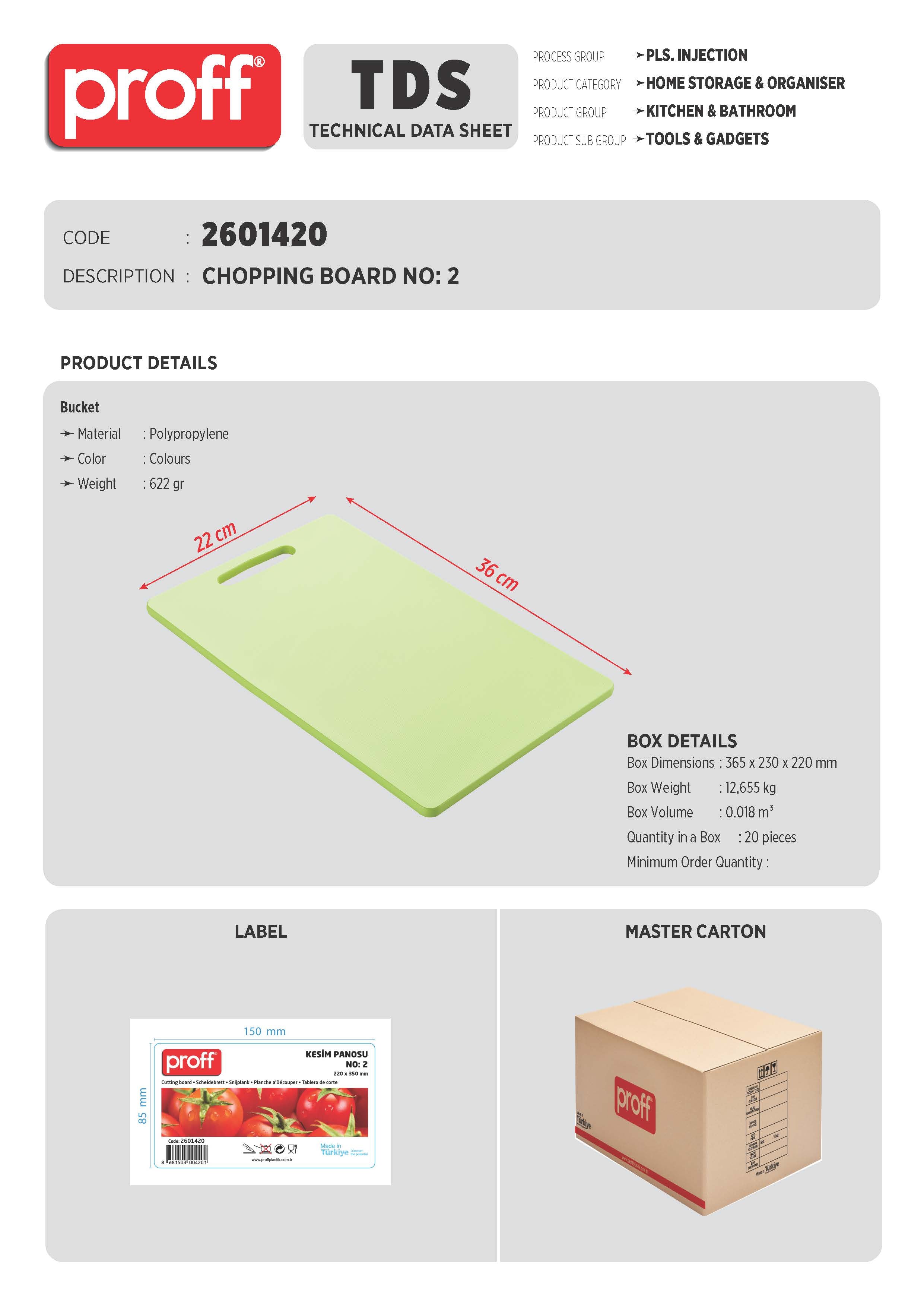 CUTTİNG BOARD NO: 2 (220 X 350 MM)