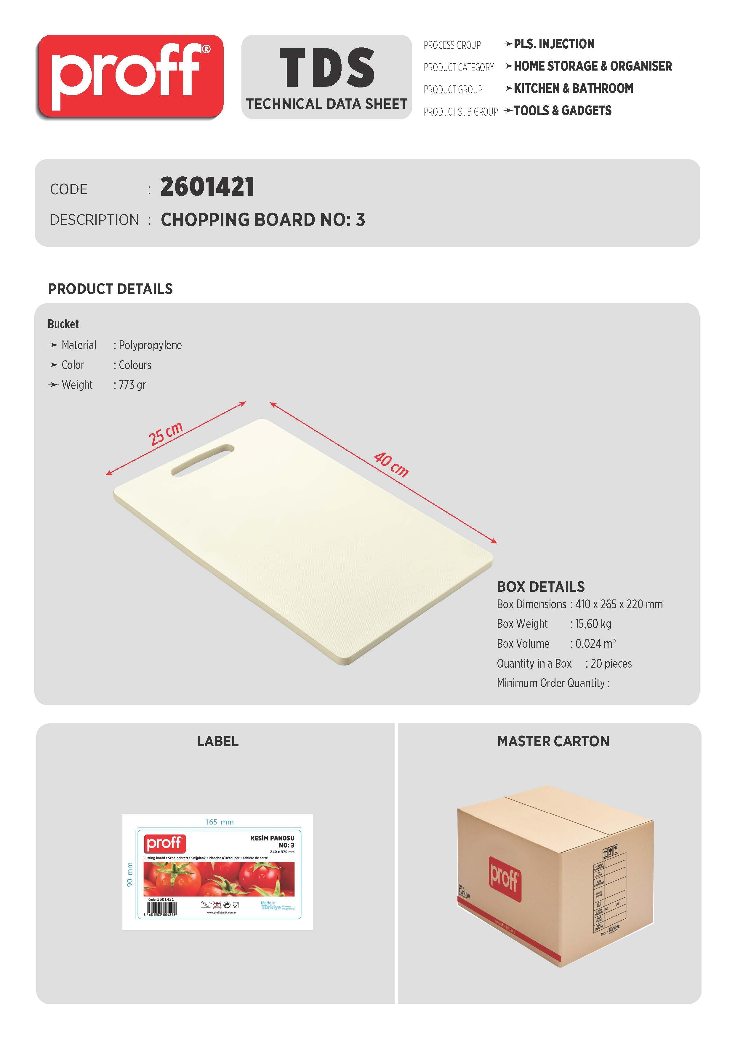 CUTTİNG BOARD NO: 3 (240 X 370 MM)