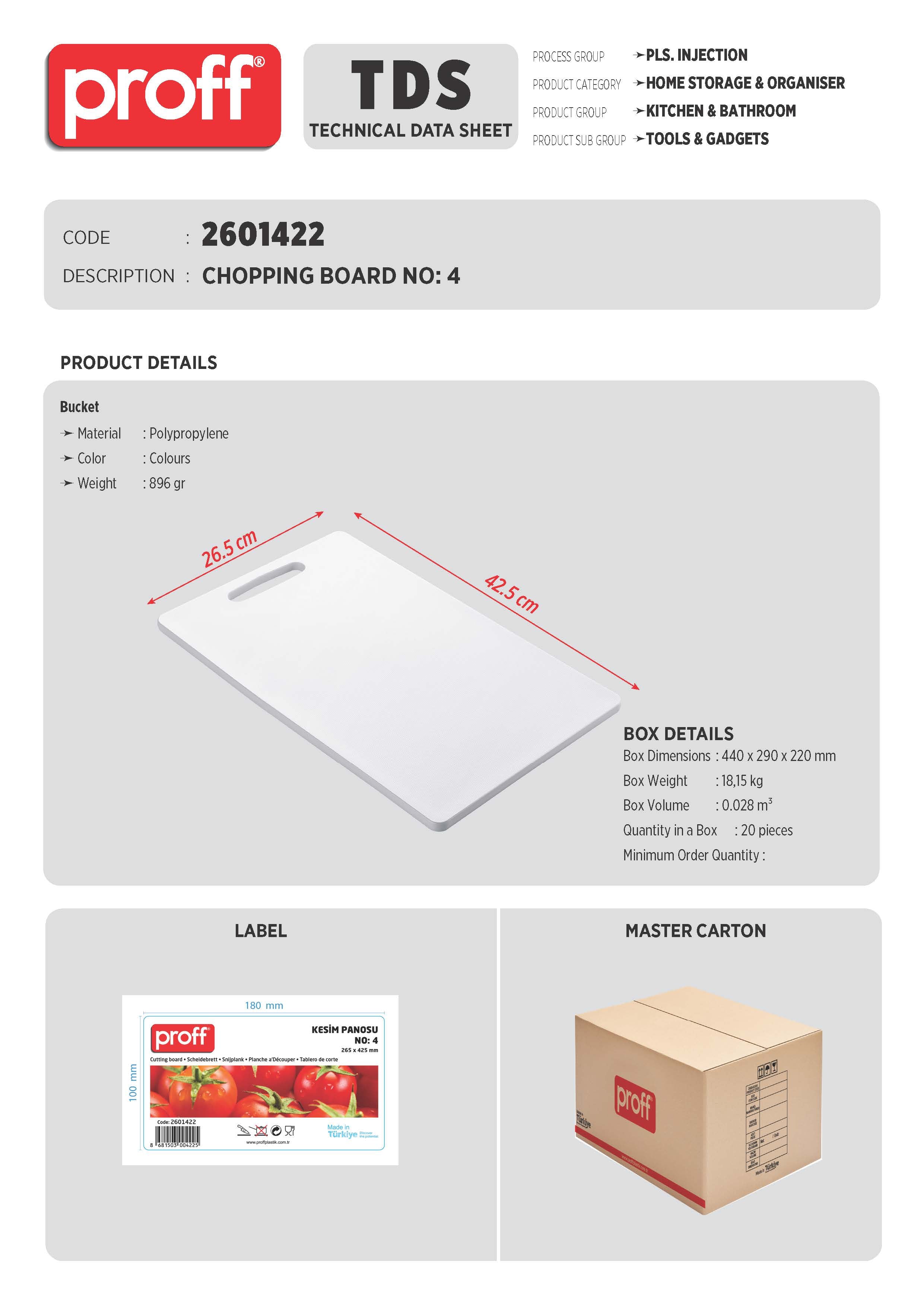 CUTTİNG BOARD NO: 4 (265 X 425 MM)