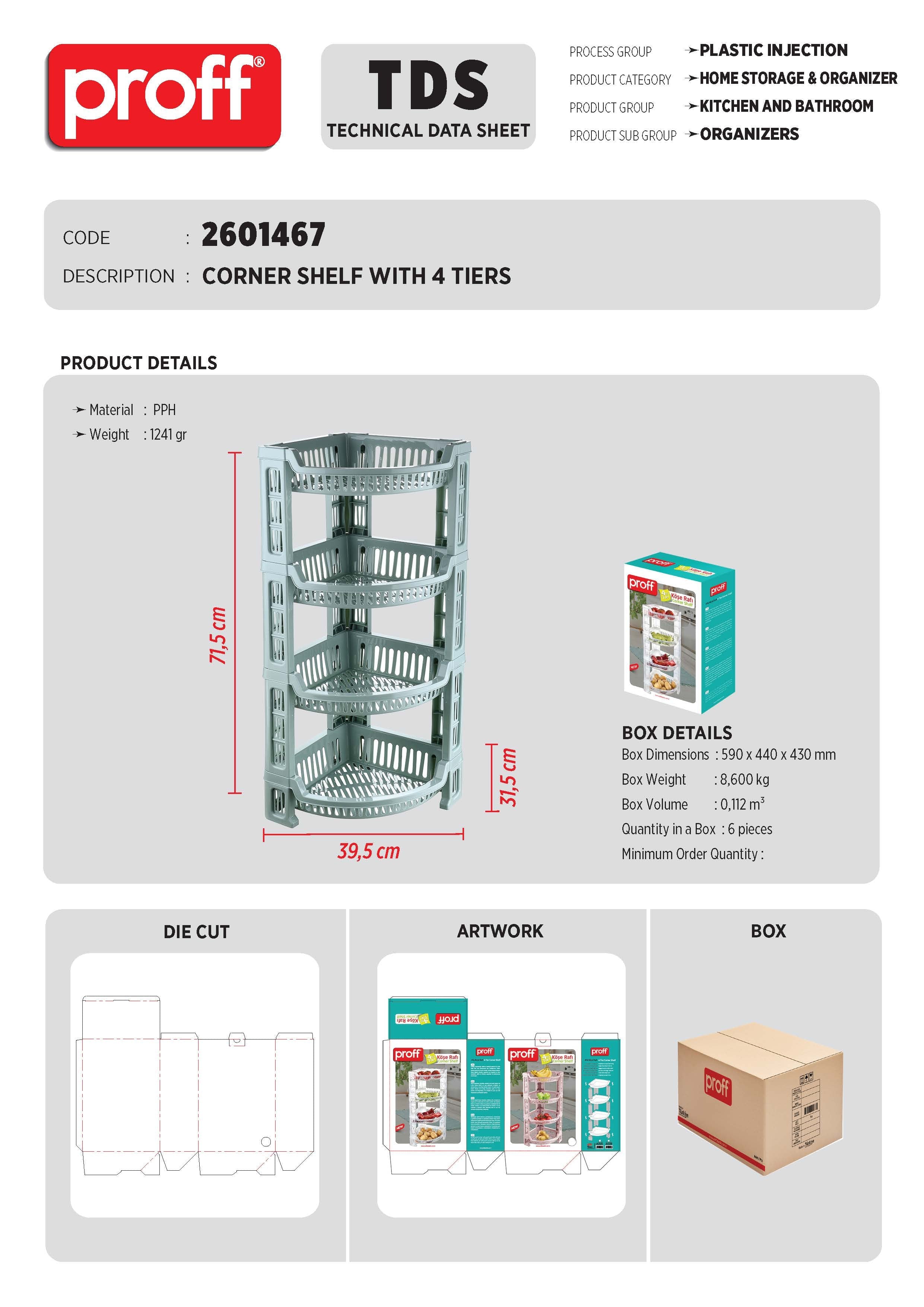 CORNER SHELF WITH 4 TIERS