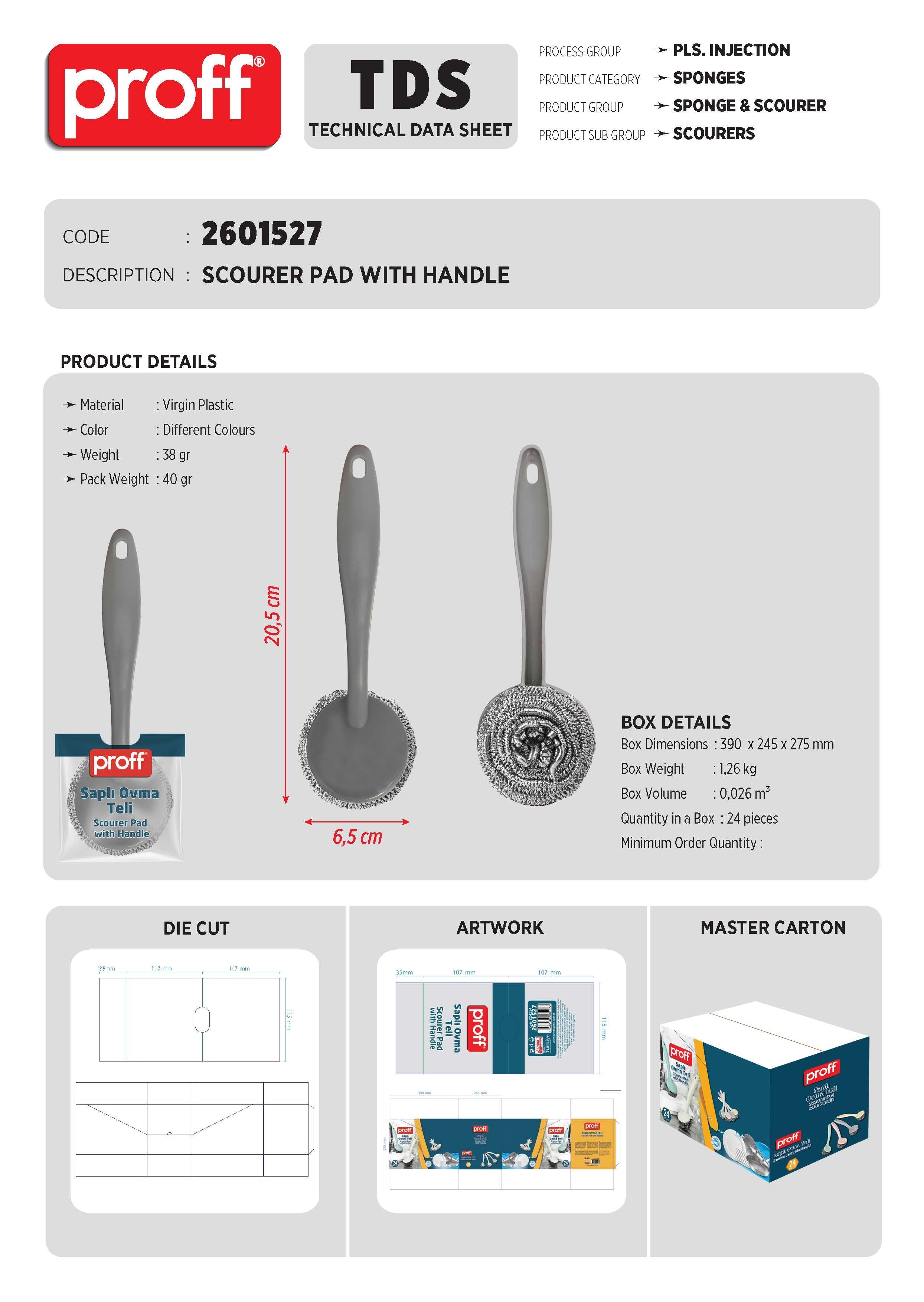 SCOURER PAD WITH HANDLE