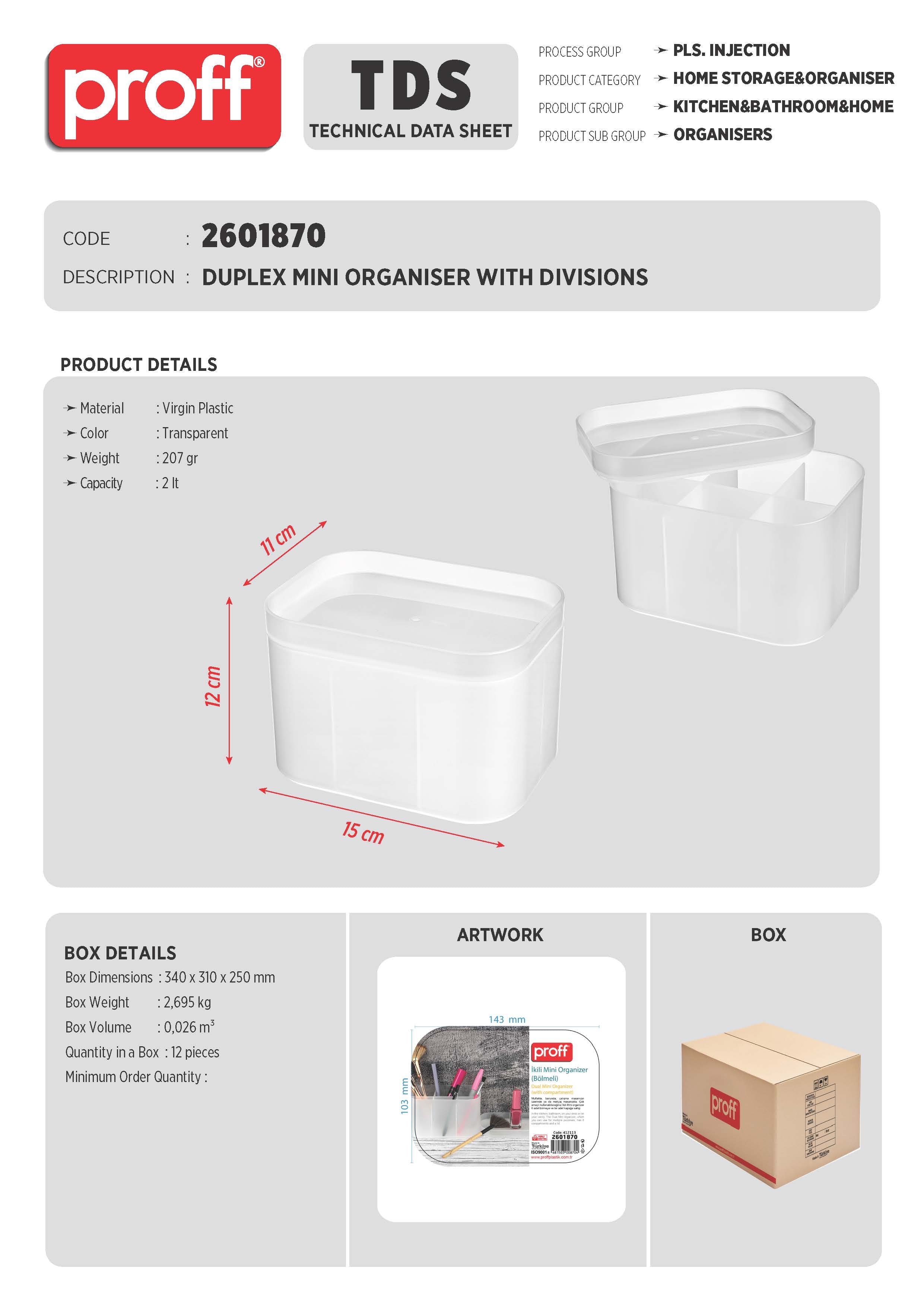 DUPLEX MINI ORGANISER WITH DIVISIONS