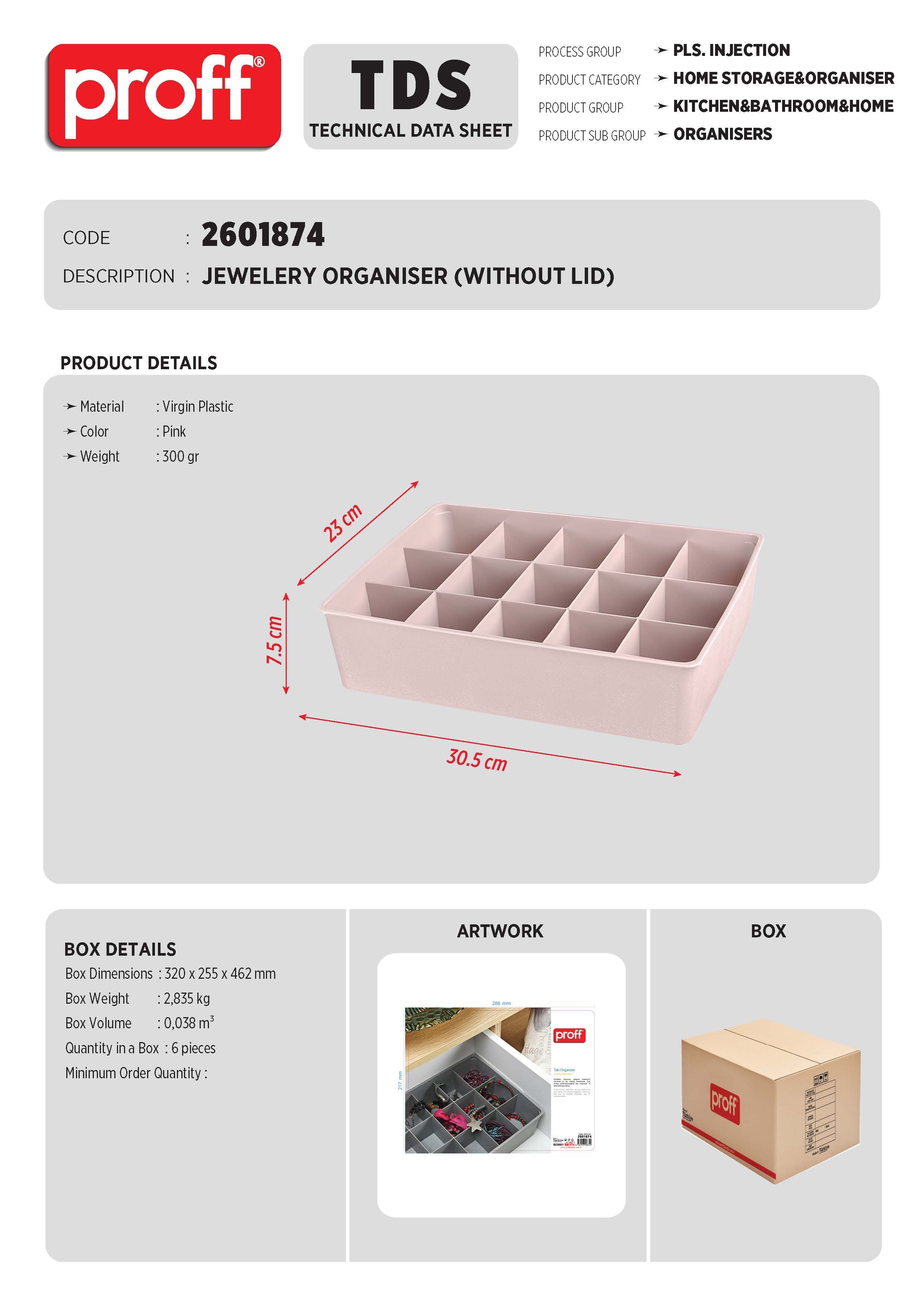 JEWELERY ORGANISER (WITHOUT LID)