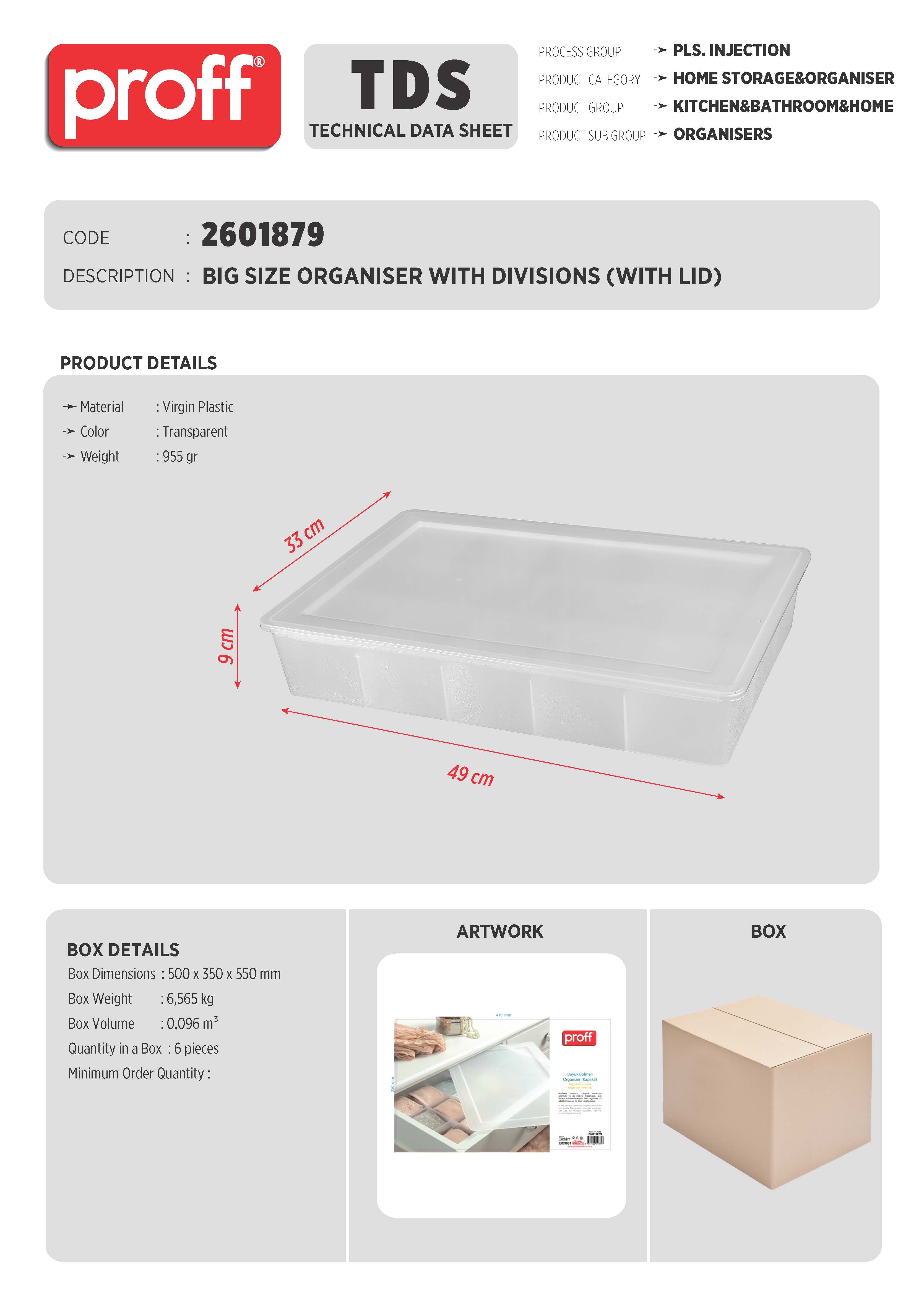 BIG SIZE ORGANISER WITH DIVISIONS (WITH LID)