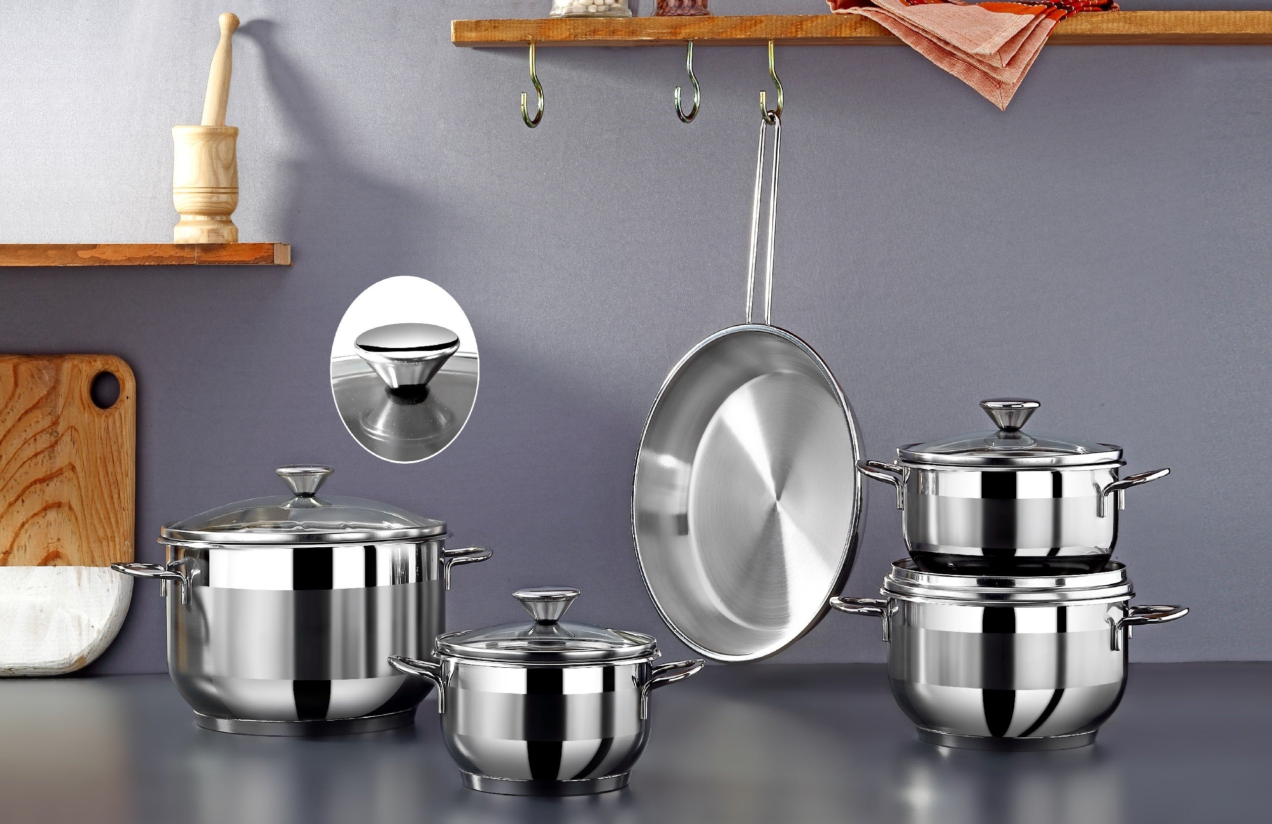 Bonera Berlin Series 9 Pcs Stainless Steel Cookware Set